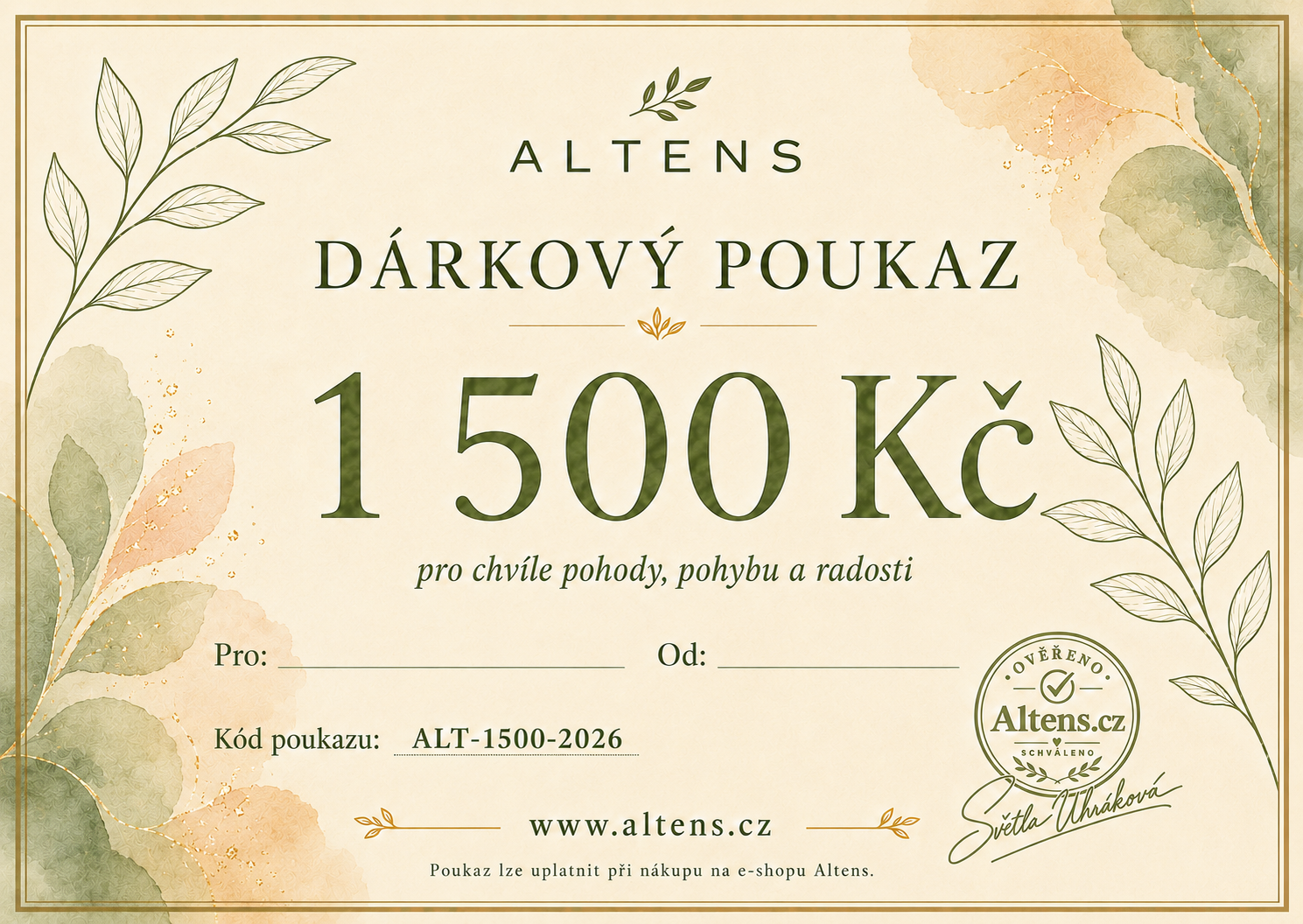 Dárkový poukaz Altens v hodnotě 1 500 Kč