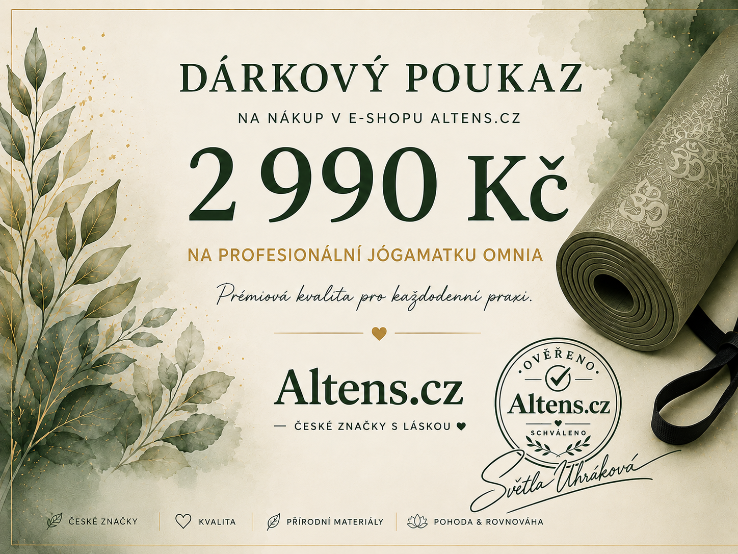 Dárkový poukaz na profesionální jogamatku OMNIA – 2 990 Kč