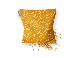 Nahřívací třešňový mini polštářek POLKA DOTS, tmavě žlutá