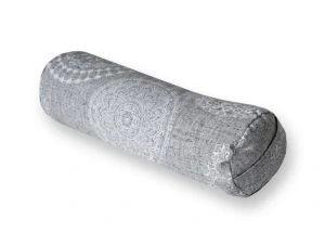 Jógový válec, bolster na jógu BÍLÁ MANDALA na šedé