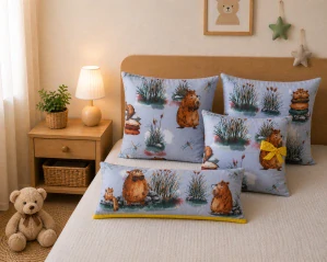 Kapybaří rodinka Set 4 unikátních polštářků