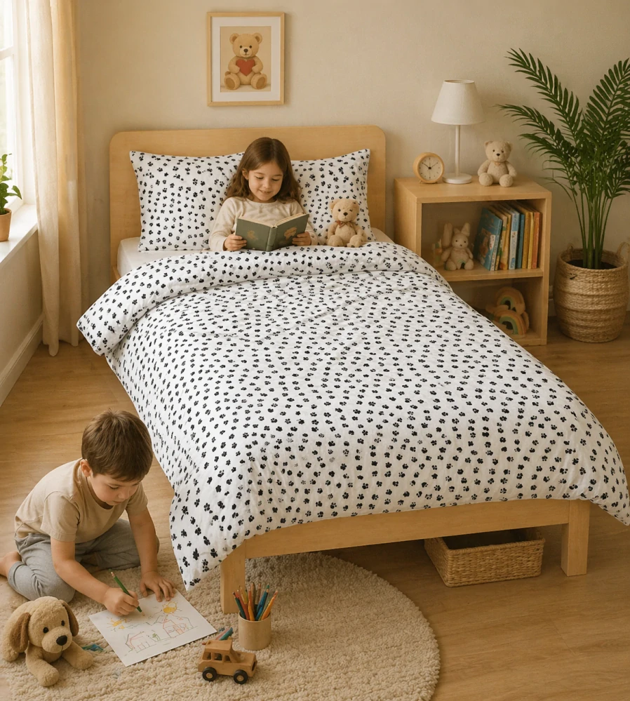 Bavlněné povlečení černé tlapky