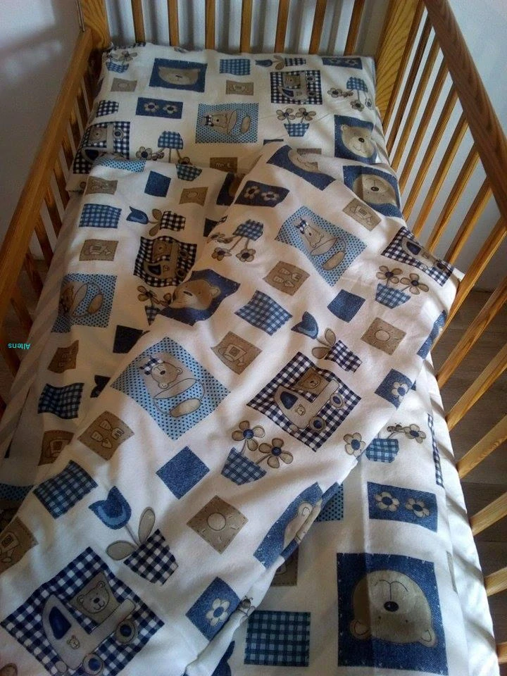 Flanelové modré povlečení s medvídkem