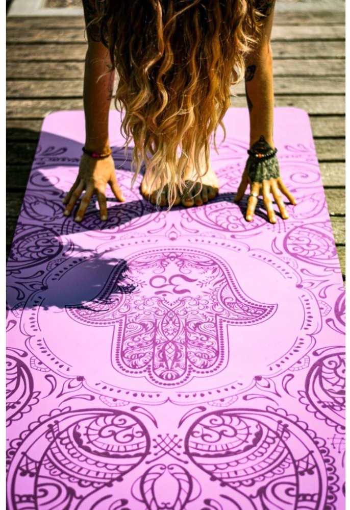 Neklouzavá podložka na jógu HAMSA PURPLE