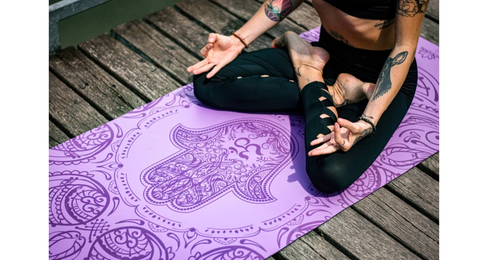 Neklouzavá podložka na jógu HAMSA PURPLE
