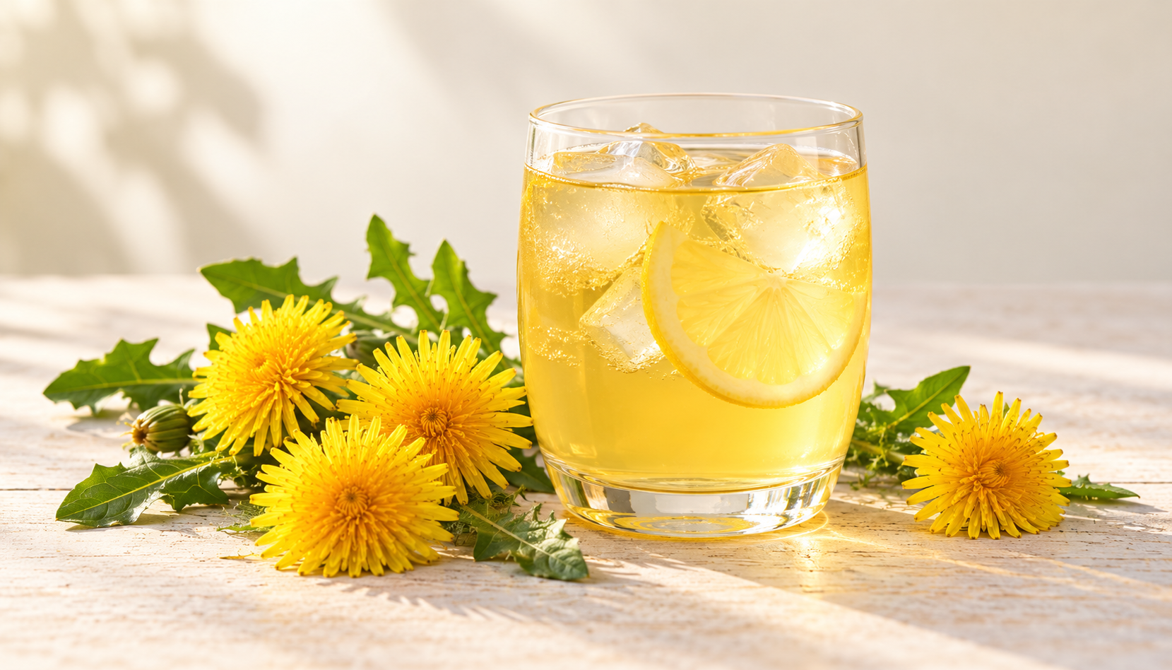 Pampeliškový sirup s citronem a květy pampelišky